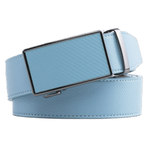 Men’s Blue Leather Ratchet Belt No Holes Automatic Buckle