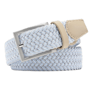 Men’s Light Blue Stretch Golf Belt with Zinc Alloy Buckle