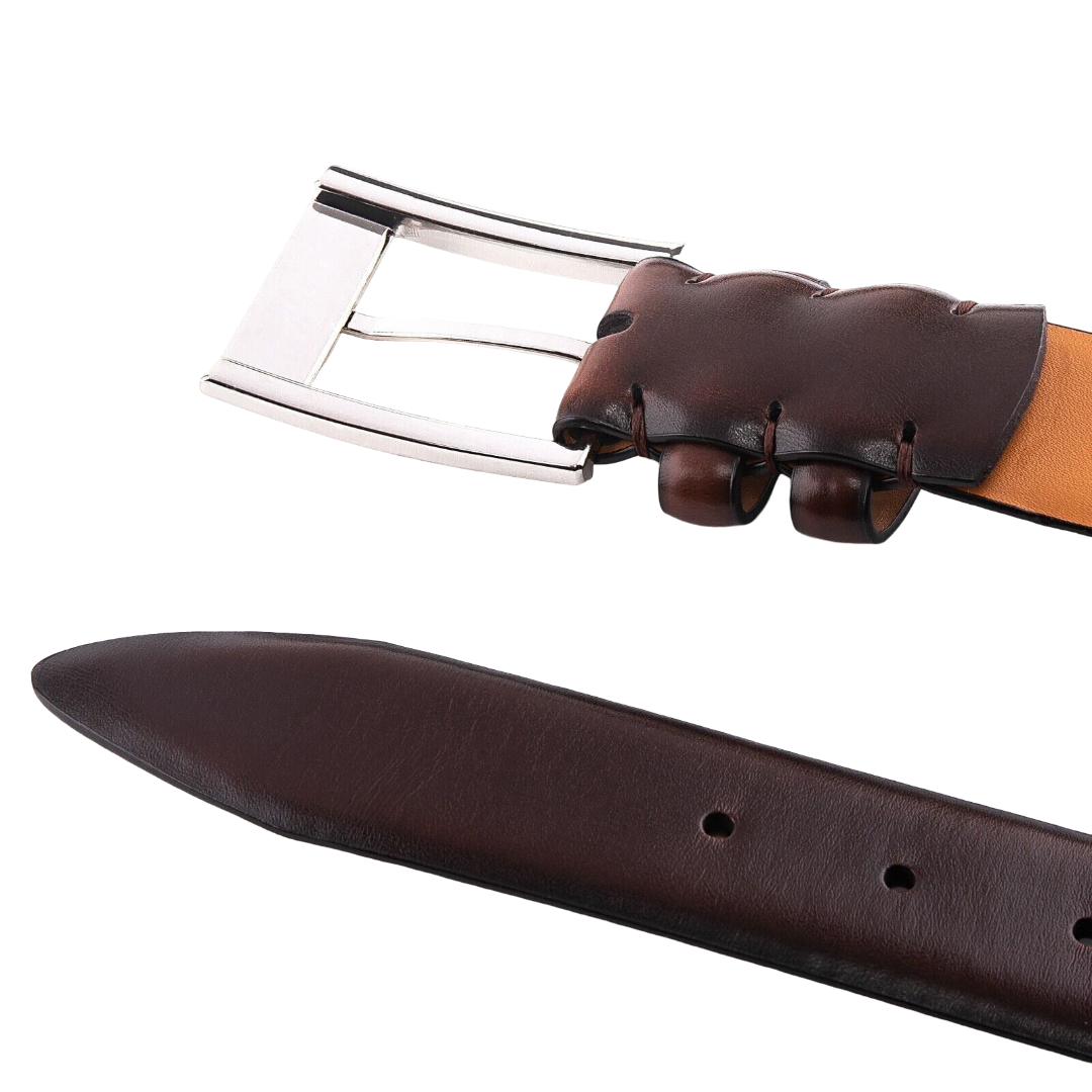 Men’s Mahogany Leather Dress Belt - Image 3